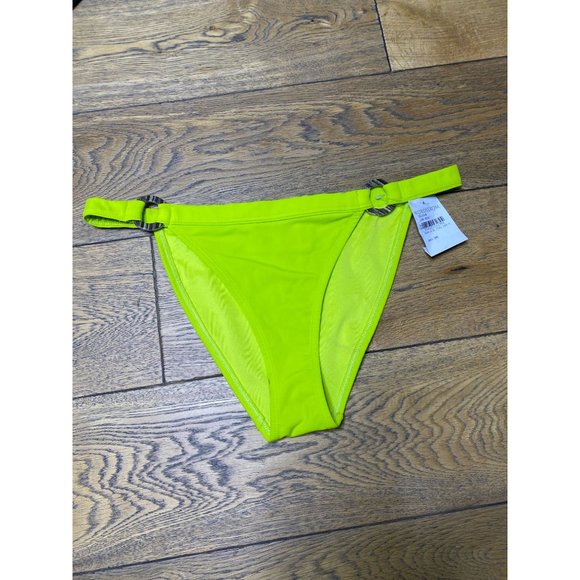 Topshop Triangle Top and Ring High Leg Bikini Set Neon Green Women's Size 8 US - Picture 7 of 12